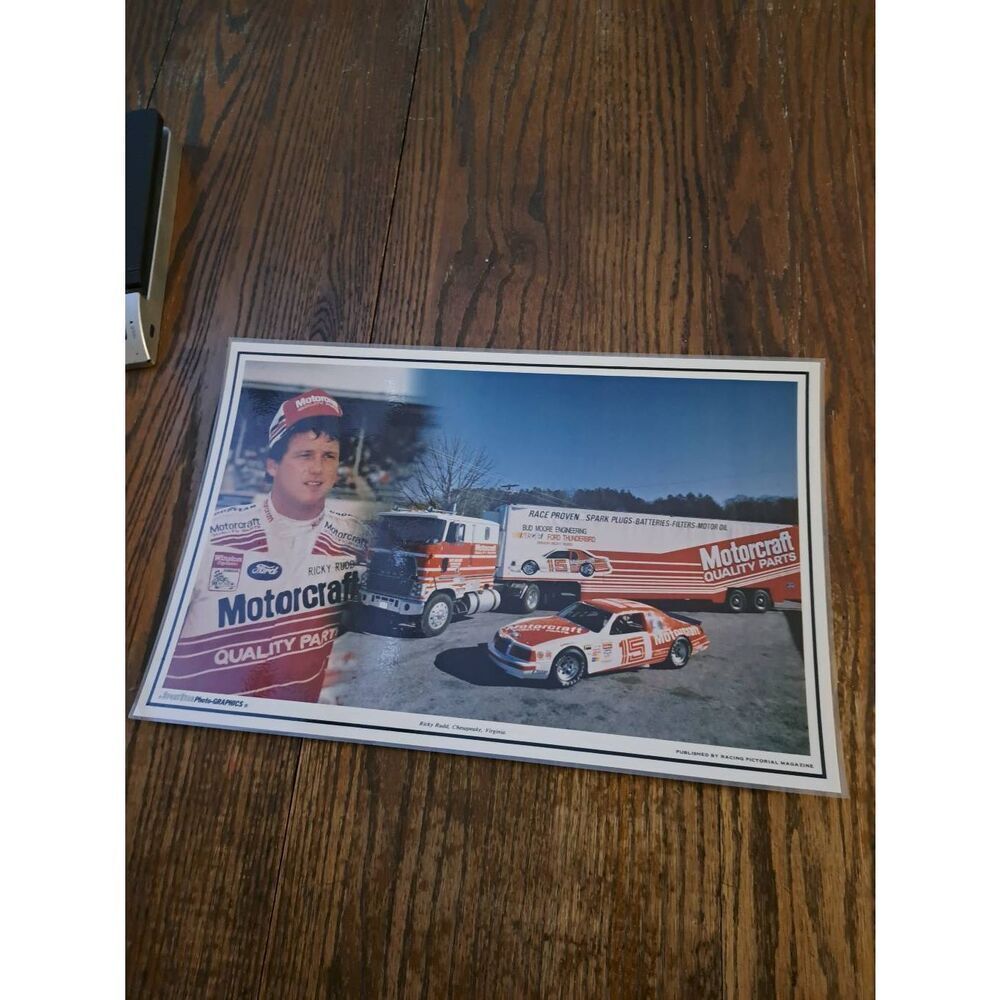 Vintage Ricky Rudd Motorcraft Racing Laminated 11x17 NASCAR Driver Card Placemat
